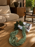 Colar de Mesa fio de algodão com pedras acrílicas verde oliva — 70cm